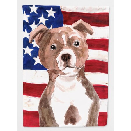 Carolines Treasures Red Staffie Bull Terrier Patriotic Flag Canvas House BB9392CHF